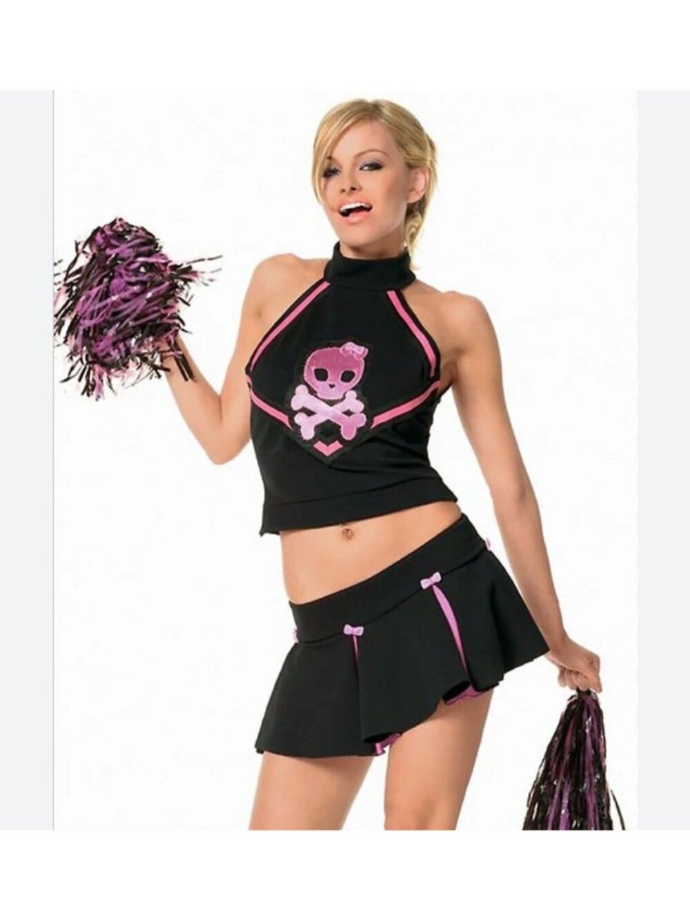 Leg Avenue Morbid Cheerleader Black and Pink Cosplay Costume Adult Size M/L